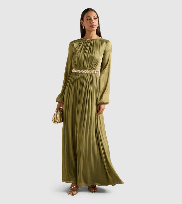 فورايفر نيو ELVIA Metallic Belted Maxi Dress